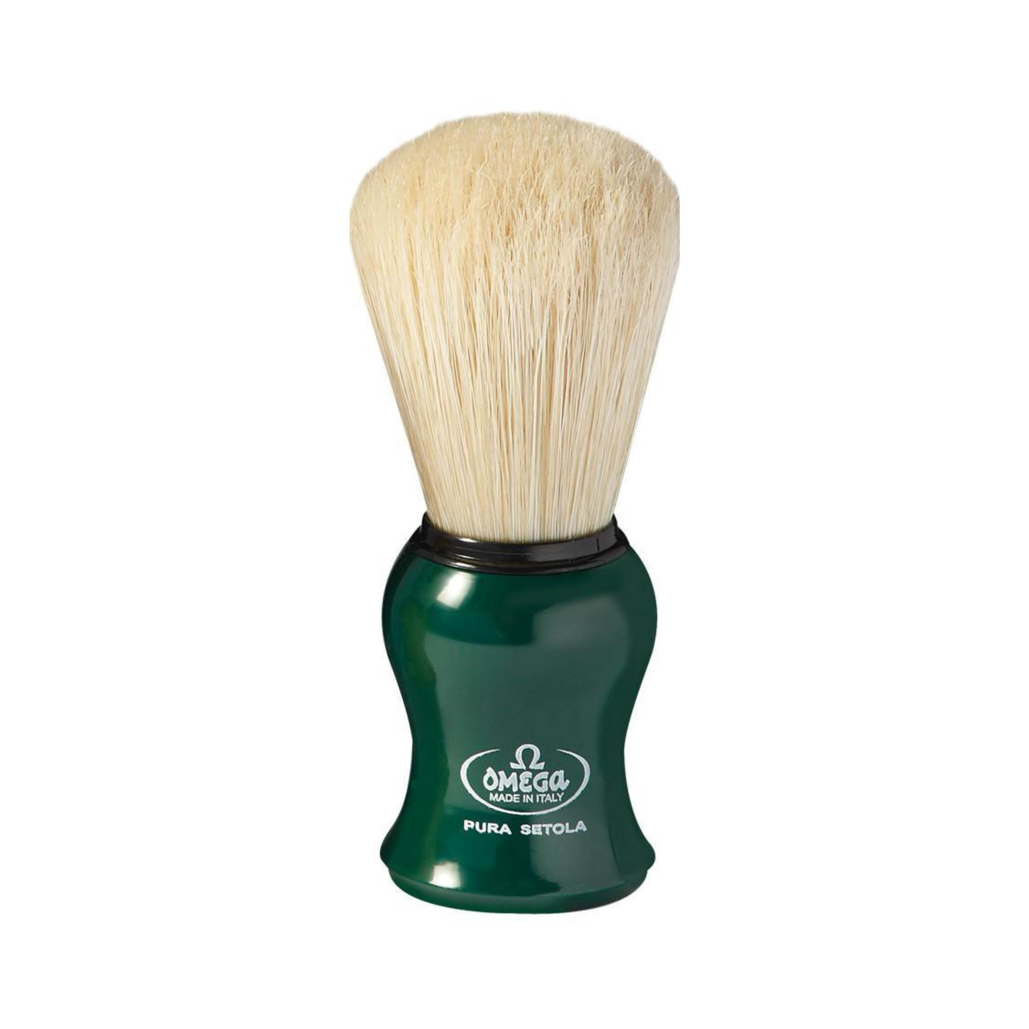 Image of Omega Boar Bristle Shaving Brush, H:108, L:45, K:24mm, Green Handle-0