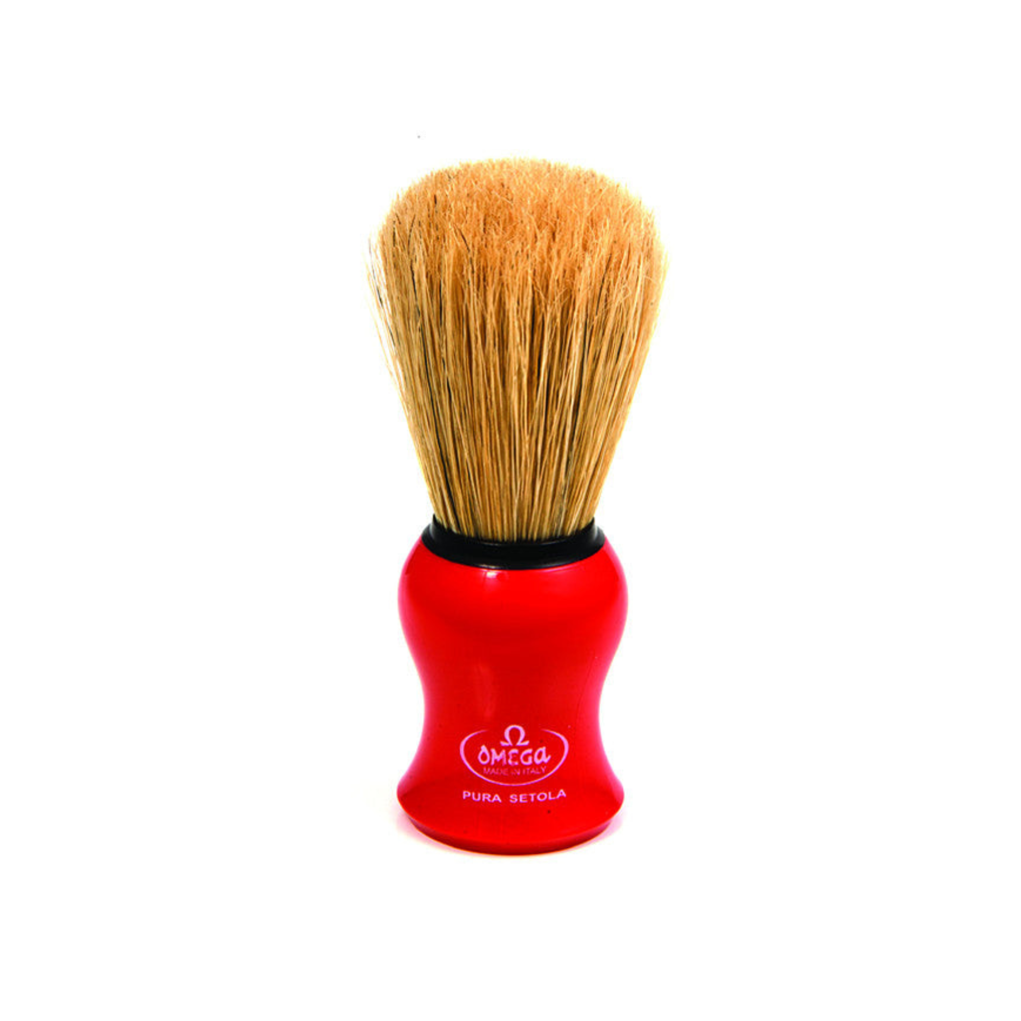 Image of Omega Boar Bristle Shaving Brush, H:108, L:45mm, K:24, Red Handle-0