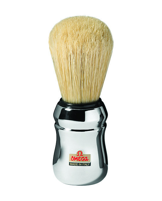 Image of Omega Boar Bristle Shaving Brush With Chromed Plastic Handle-1