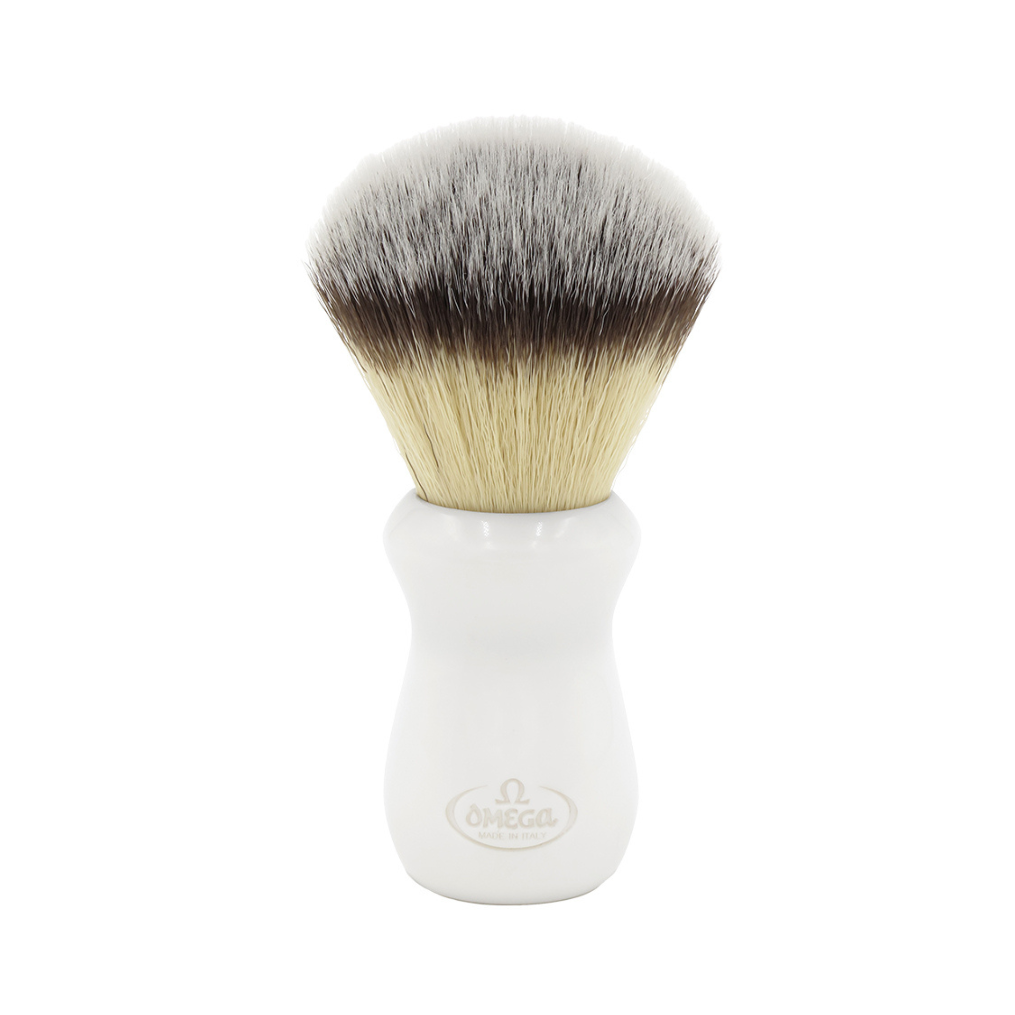 Image of Omega Synthetic 'Hi' Shaving Brush, H:118mm, White Resin Handle-0