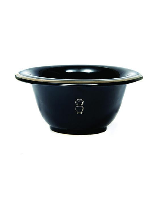 Image of Ceramic Shave Bowl, Black Porcelain With Silver Rim - No Logo-0