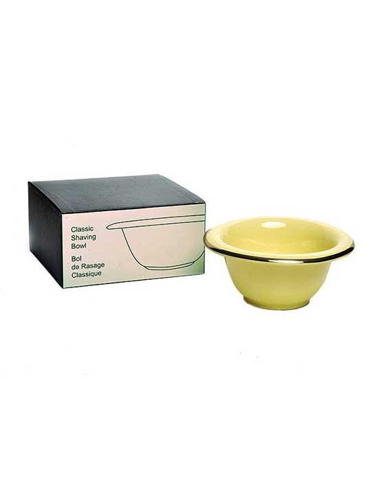 Image of Ceramic Shave Bowl, Cream Porcelain With Silver Rim - No Logo-0