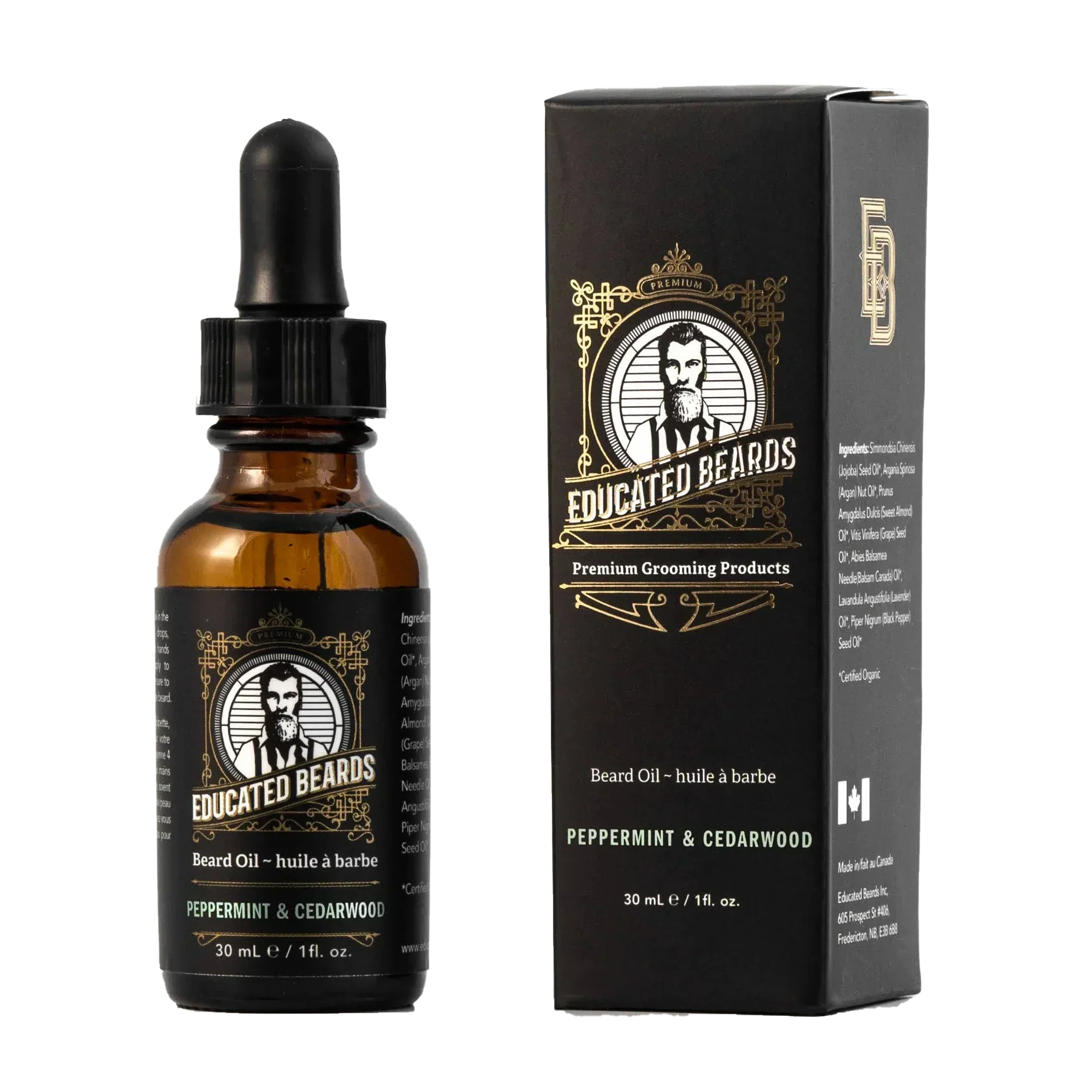 Image of Educated Beards Organic Beard Oil - Peppermint Cedarwood, 30ml-0