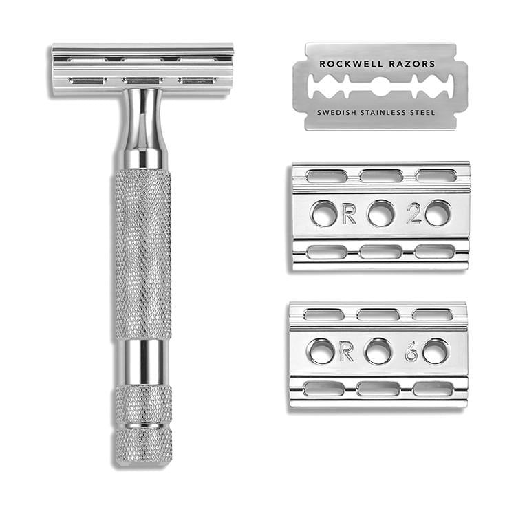 Image of Rockwell 6C Adjustable Safety Razor - White Chrome (Beginner Friendly)-0