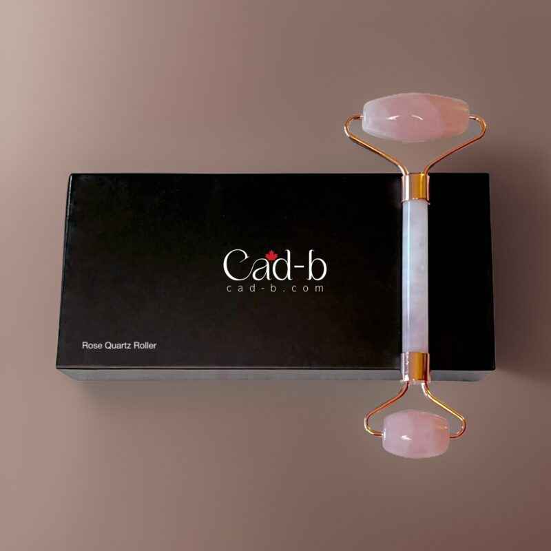 Image of Facial Roller – Rose Quartz Roller - Lymphatic Drainage Face Roller for Puffiness & Glowing Skin | Organic, Vegan, Cruelty-Free | CAD B | QZ1