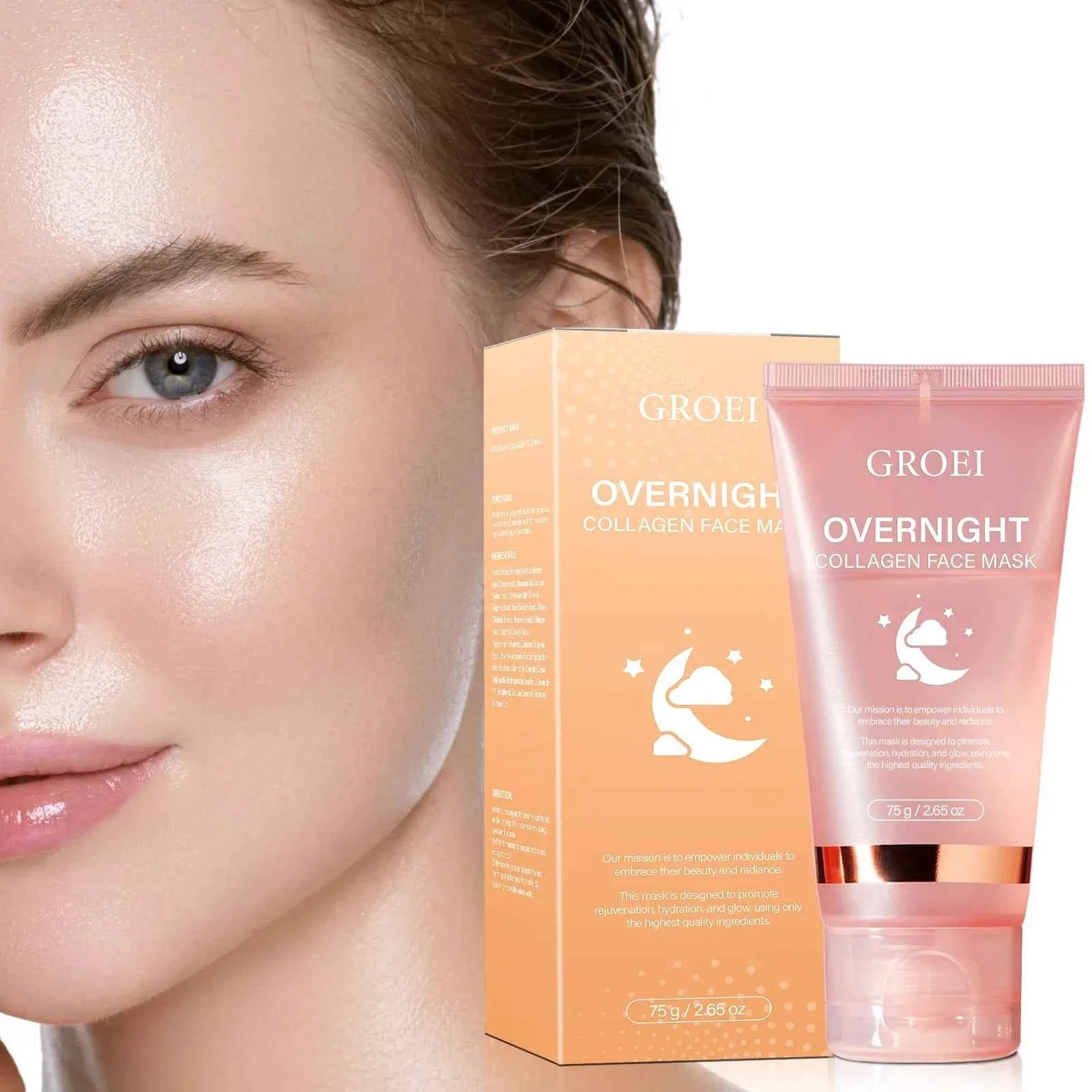 Image of Koreanische Tiefe Kollagen Maske Pack Nacht Wrapping Frau Übernachtung Haut Peel Off Maske Anti Falten Heben Gesichtsmaske Hautpflege