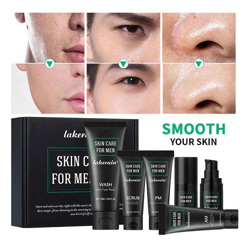 Image of Hautpflegeset für Männer – 3-in-1-Set mit Gesichtswäsche, Feuchtigkeitscreme und Augencreme, täglicher Anti-Aging- und Ölkontroll-Gesichtsbehandlung