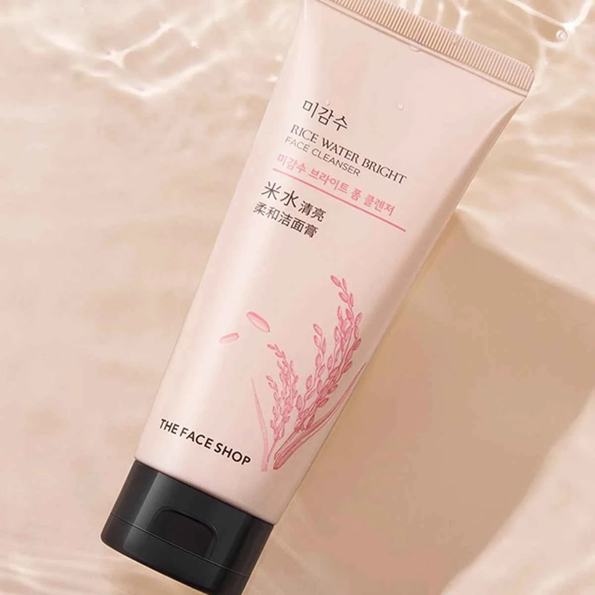 Image of THE FACE SHOP RICE WATER BRIGHT FACE CLEANSER 150 g, glatte und satte Schaumstoffe, sanft und nicht straffend, feuchtigkeitsspendend, K-Beauty, koreanisches Make-up