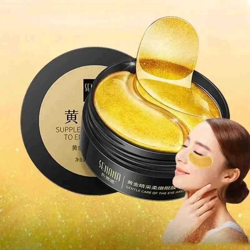 Image of 60 stücke Goldene Feuchtigkeitsspendende Augen Maske Lindern Ermüdung der Augen Nähren Augenbereich Kollagen Kristall Augen Maske Koreanische Hautpflege Masken