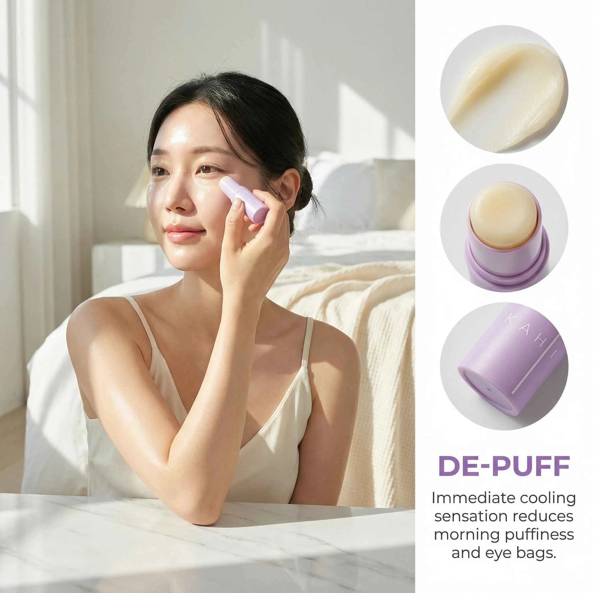 Image of KAHI Augenbalsam-Stift Acetyl Hexapeptid 8 gegen Augenringe Faltenreduktion Schwellungen Pflege Metallkopf-Massage Koreanische Hautpflege