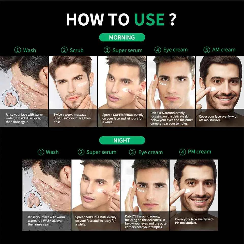 Image of Hautpflegeset für Männer – 3-in-1-Set mit Gesichtswäsche, Feuchtigkeitscreme und Augencreme, täglicher Anti-Aging- und Ölkontroll-Gesichtsbehandlung
