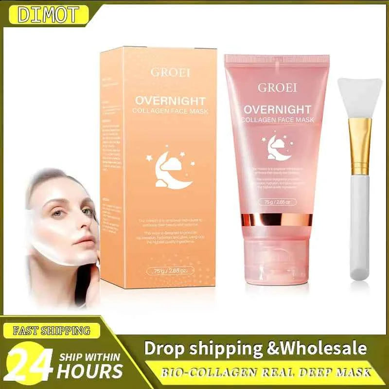 Image of Koreanische Tiefe Kollagen Maske Pack Nacht Wrapping Frau Übernachtung Haut Peel Off Maske Anti Falten Heben Gesichtsmaske Hautpflege