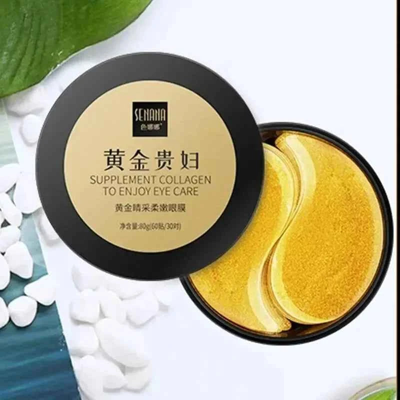 Image of 60 stücke Goldene Feuchtigkeitsspendende Augen Maske Lindern Ermüdung der Augen Nähren Augenbereich Kollagen Kristall Augen Maske Koreanische Hautpflege Masken
