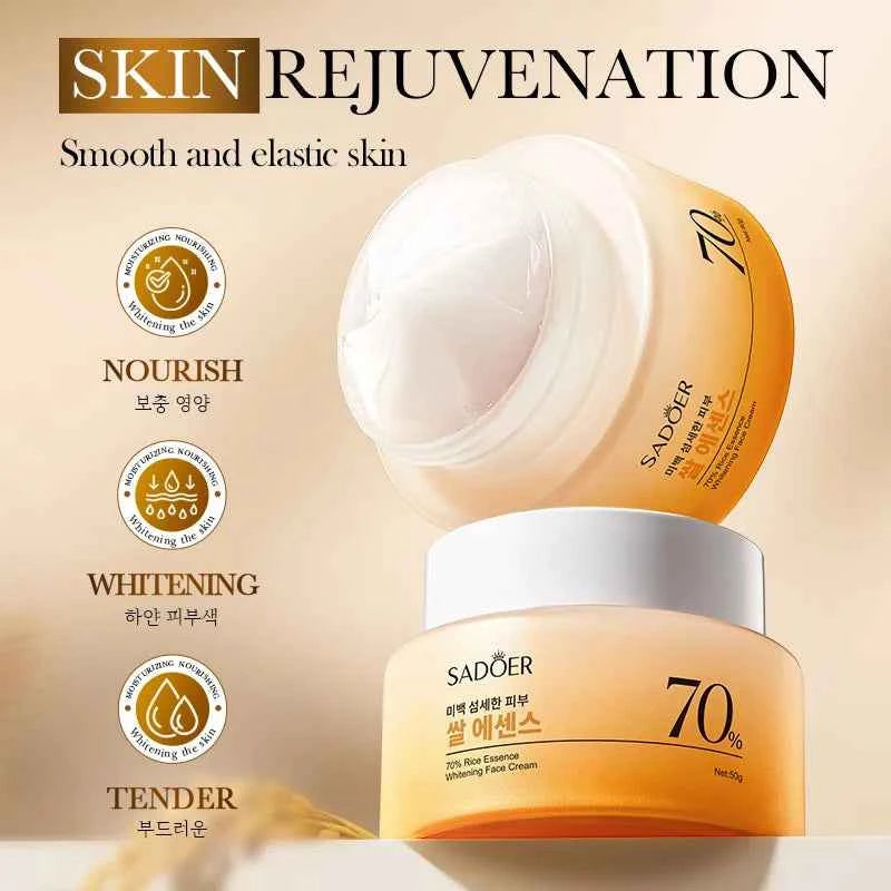 Image of SADOER Rice Essence Gesichtscreme, aufhellend, feuchtigkeitsspendend, nährend, Anti-Aging, Anti-Falten-Gesichtscreme, koreanische Hautpflegekosmetik