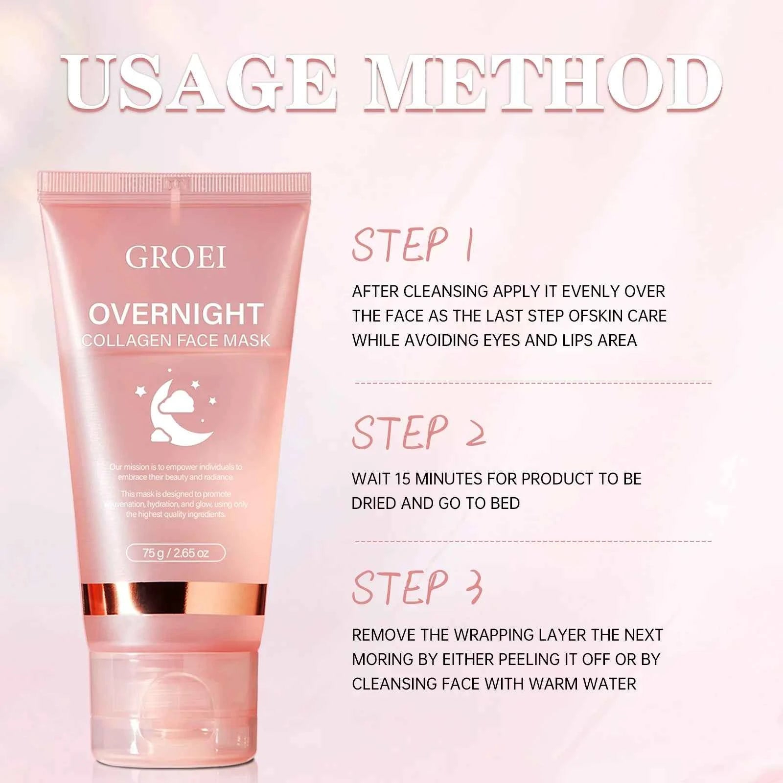 Image of Koreanische Tiefe Kollagen Maske Pack Nacht Wrapping Frau Übernachtung Haut Peel Off Maske Anti Falten Heben Gesichtsmaske Hautpflege