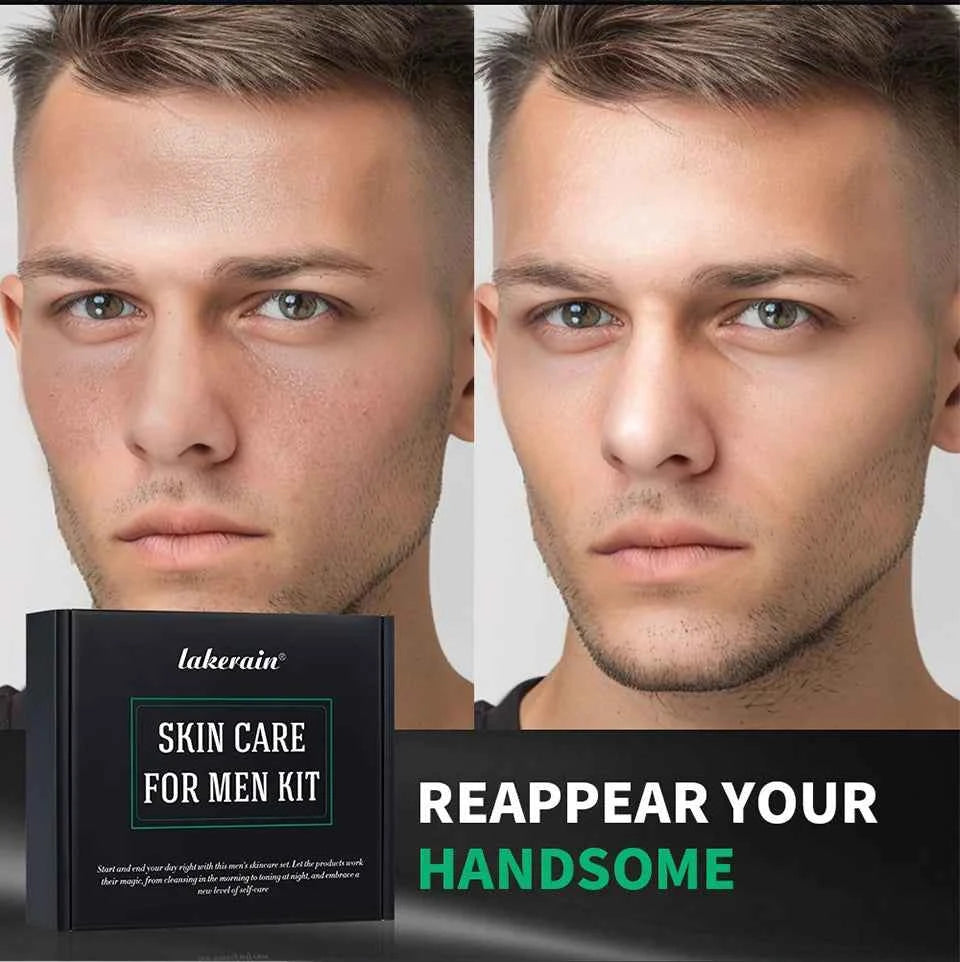 Image of Hautpflegeset für Männer – 3-in-1-Set mit Gesichtswäsche, Feuchtigkeitscreme und Augencreme, täglicher Anti-Aging- und Ölkontroll-Gesichtsbehandlung