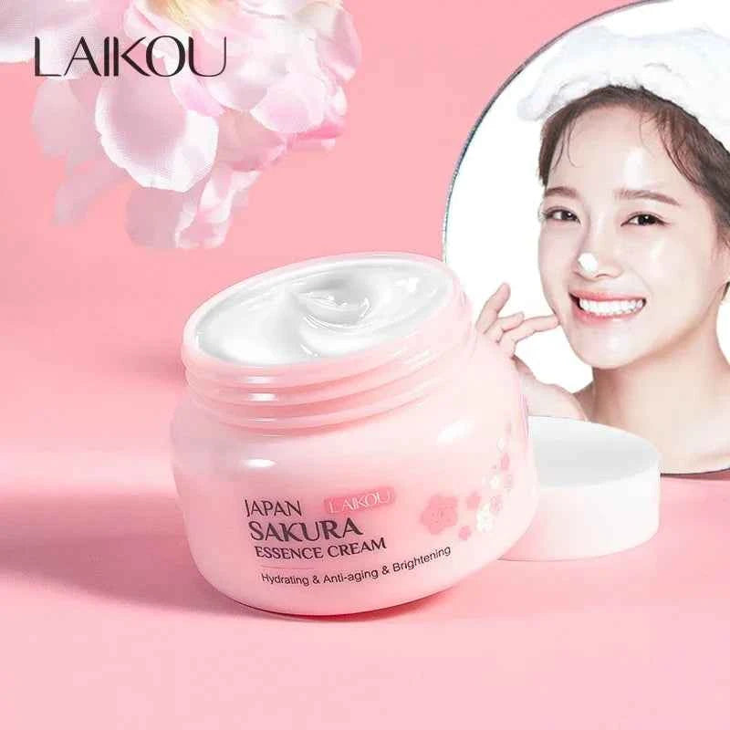 Image of LAIKOU 60g Japan Sakura Essenz Creme Kirschblüte Gesichts Creme Feuchtigkeits Anti Falten Anti Aging Erhellen Haut Hautpflege