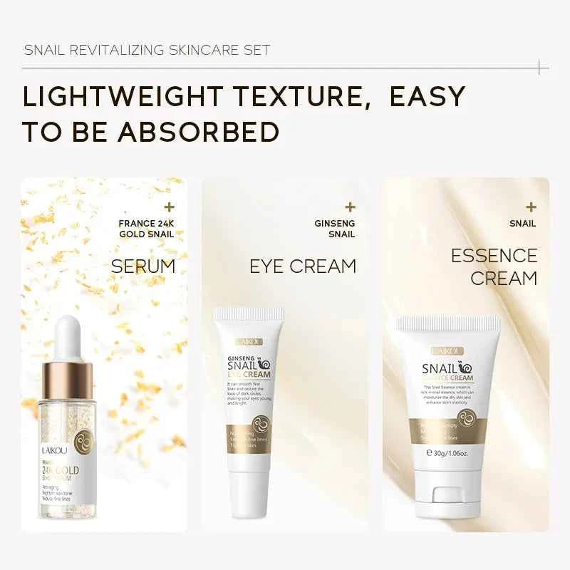 Image of 3 teile/satz LAIKOU Vitamin C 24K Goldene Sakura Hautpflege Sets Gesichtscreme Serum Augencreme Feuchtigkeitsspendende Anti Falten gesichtspflege Kit