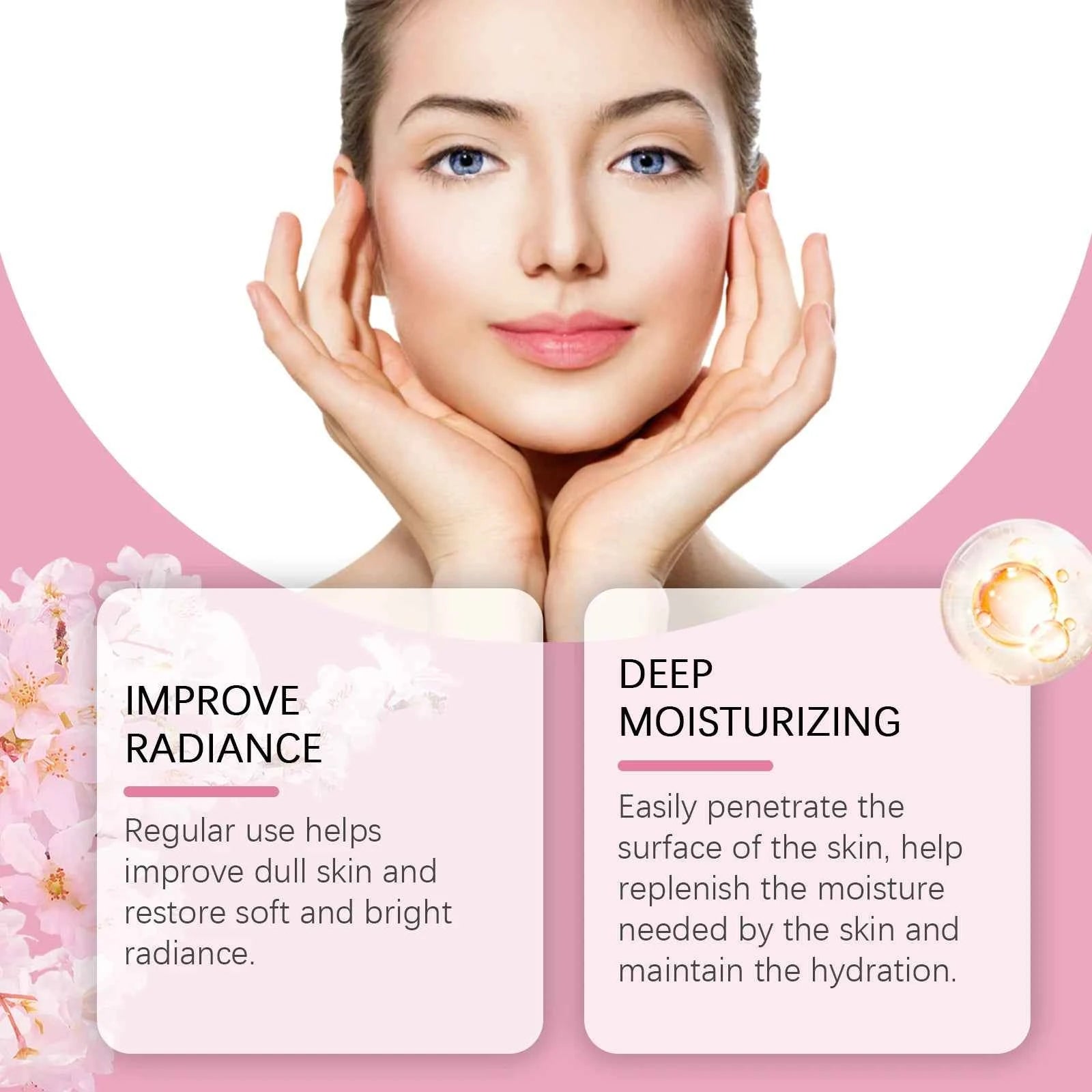 Image of Sakura Hautpflege-Set, Feuchtigkeitscreme, Gesichtscreme, Serum, Toner, Gesichtsreiniger, Augencreme, Anti-Falten, Aufhellung, Gesichtspflege-Set für Frauen