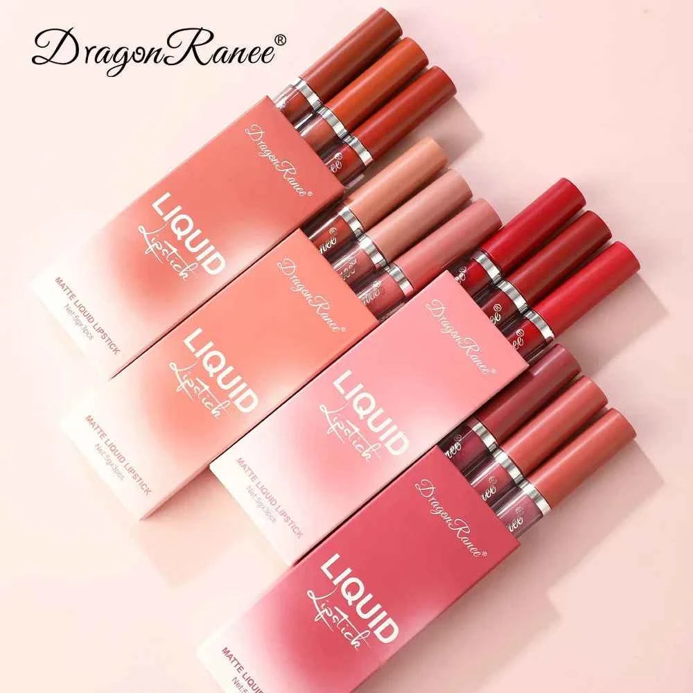 Image of 3 Stück flüssige Lippenstifte Set langlebiges Make-up für Frauen koreanische Schönheits kosmetik matte Lippenstifte wasserdicht langlebig