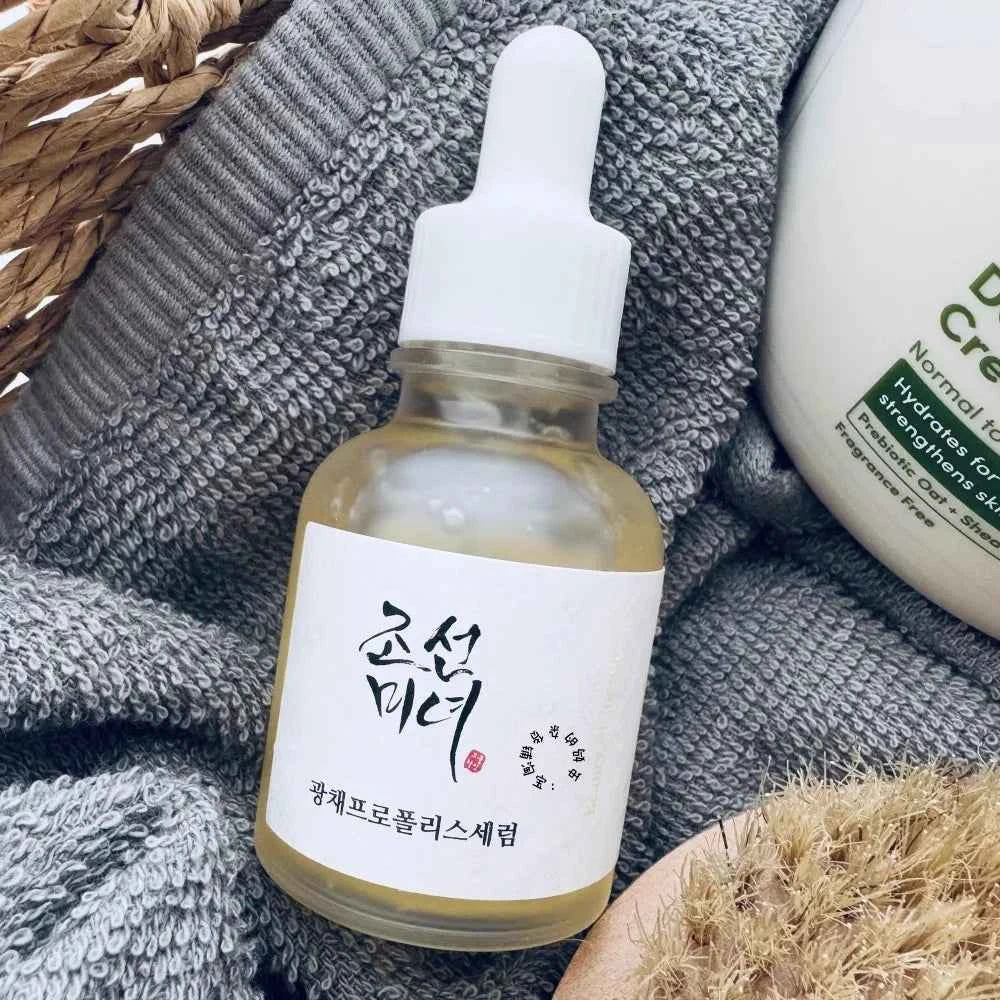 Image of Koreanisches feuchtigkeitsspendendes, beruhigendes, beruhigendes, leuchtendes, tiefes Serum, grüner Tee, Panthenol, Propolis, Niacinamid, Ginseng, Schneckenschleim, Reishaut