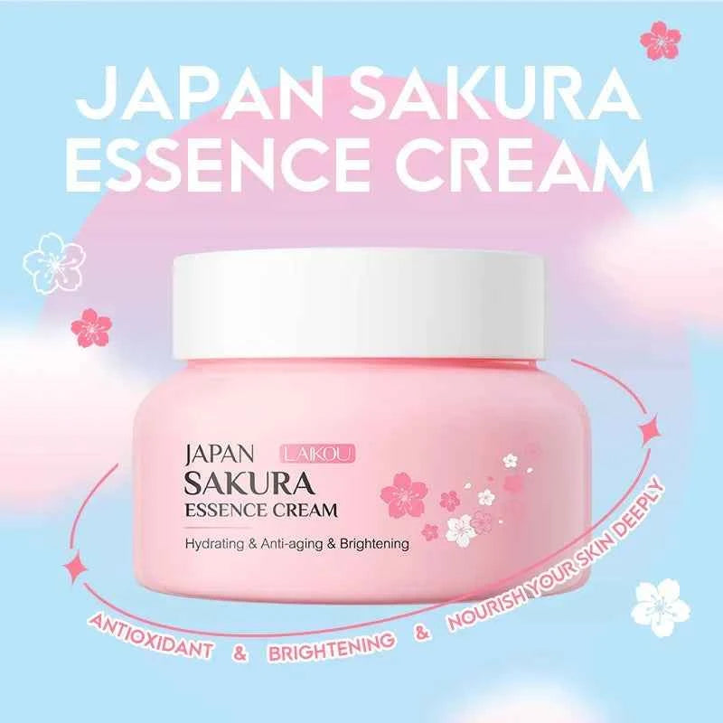 Image of LAIKOU 60g Japan Sakura Essenz Creme Kirschblüte Gesichts Creme Feuchtigkeits Anti Falten Anti Aging Erhellen Haut Hautpflege