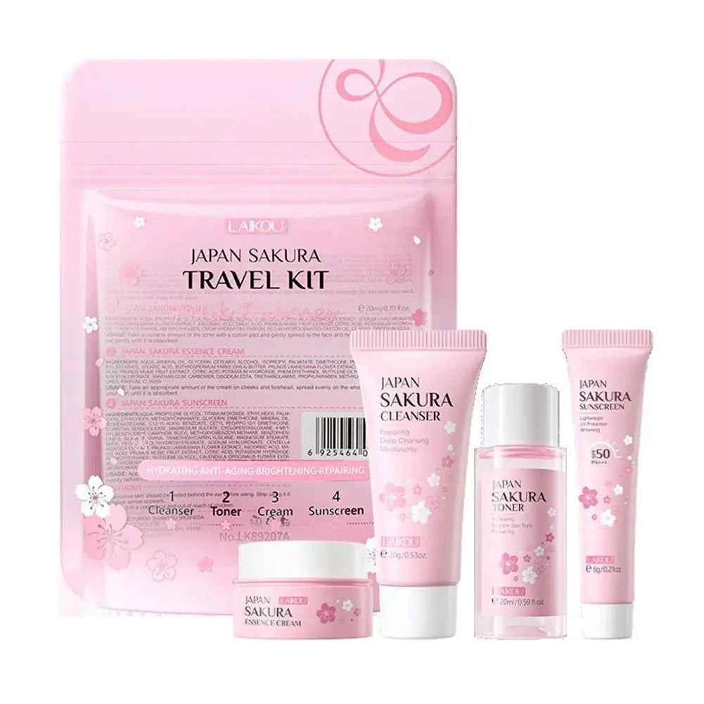 Image of Sakura Hautpflege-Sets & Kits mit Reinigungs mittel, Serum, Augen creme, Essenz creme Schönheits produkte für Frauen Geschenks ets Routine-Reiseset