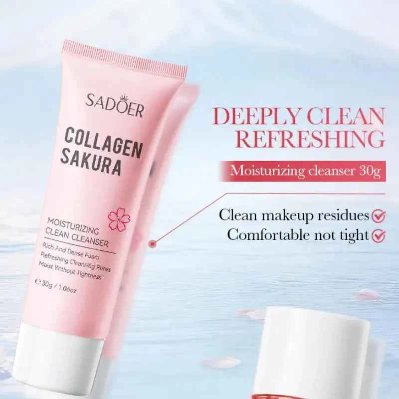 Image of Koreanische Sakura Hautpflege-Sets Feuchtigkeitsspendende Nährende Gesichtscreme Serum Toner Lotion Augencreme Gesichtspflege Geschenkbox-Set