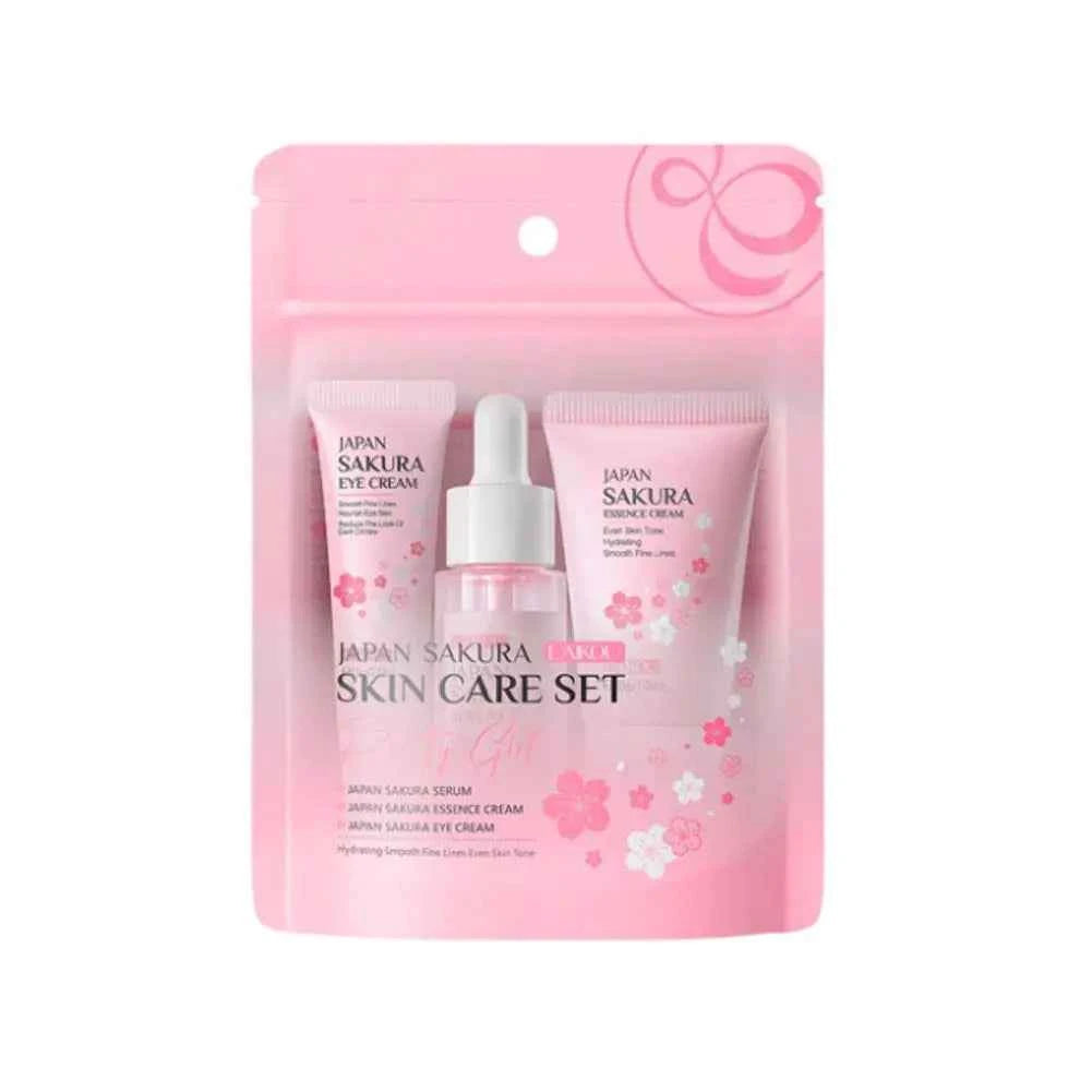 Image of 5/3 teile/satz Sakura Hautpflege Sets Gesicht Creme Serum Toner Gesichts Reiniger Sonnencreme Augencreme Geschenk Box Gesicht hautpflege Set Produkt