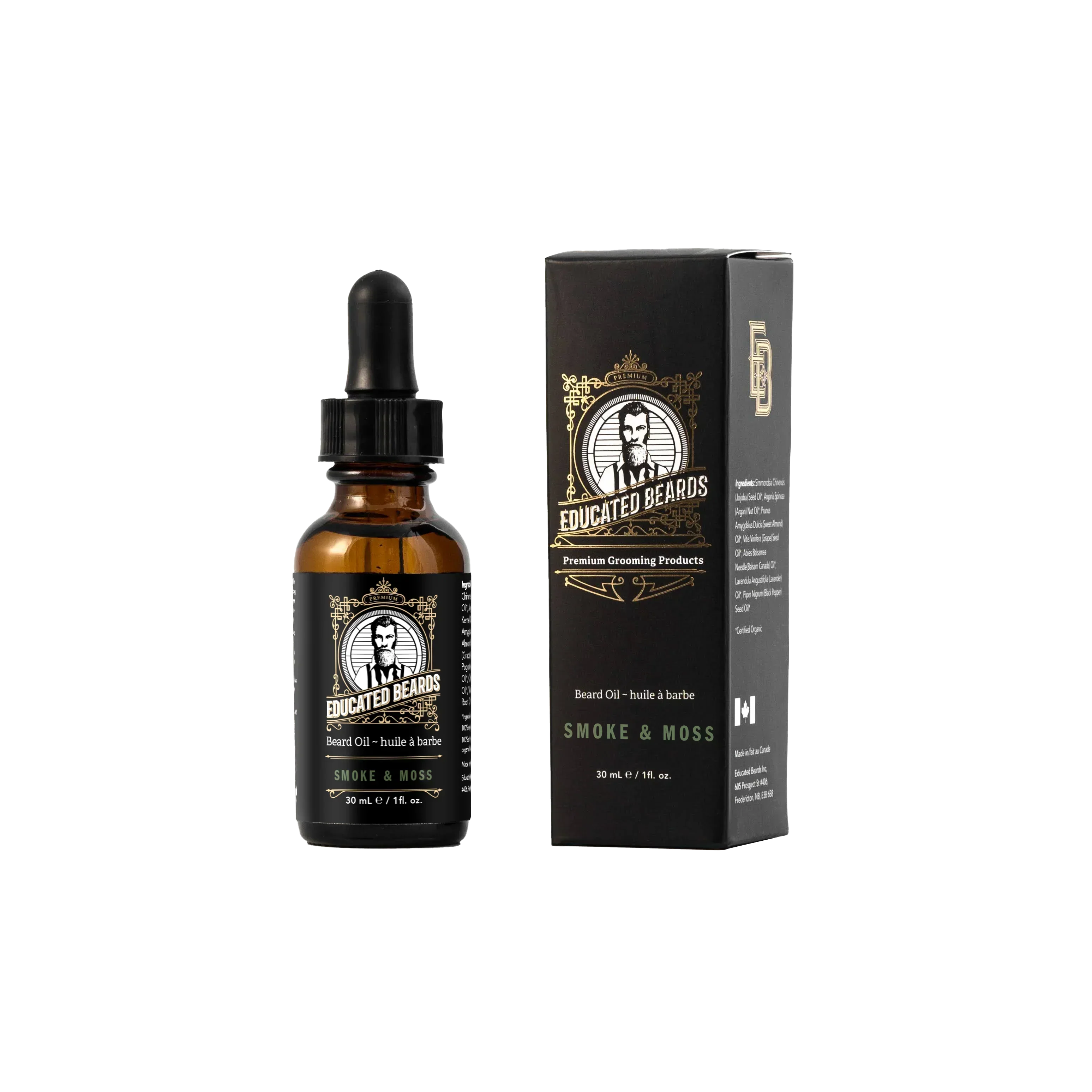 Image of Educated Beards Organic Beard Oil - Smoke & Moss, 30ml-0