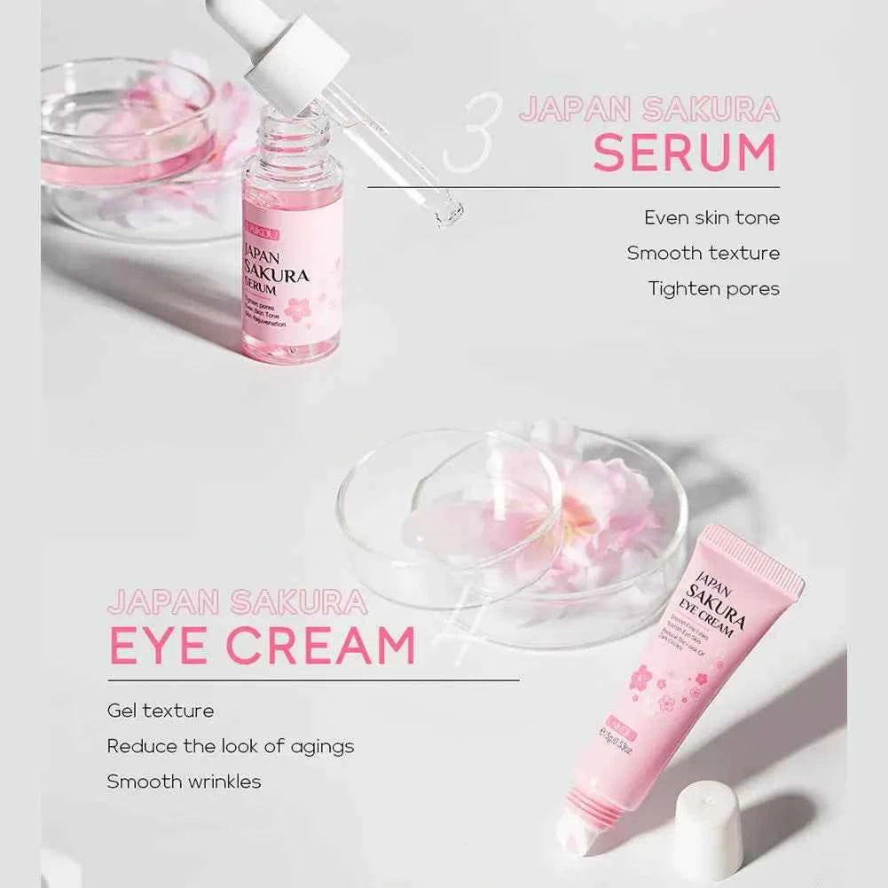 Image of 6 stücke Sakura Hautpflege-Set feuchtigkeit spendende feuchtigkeit spendende Glättung pflegende aufhellende straffende Frauen Schönheit Hautpflege produkt