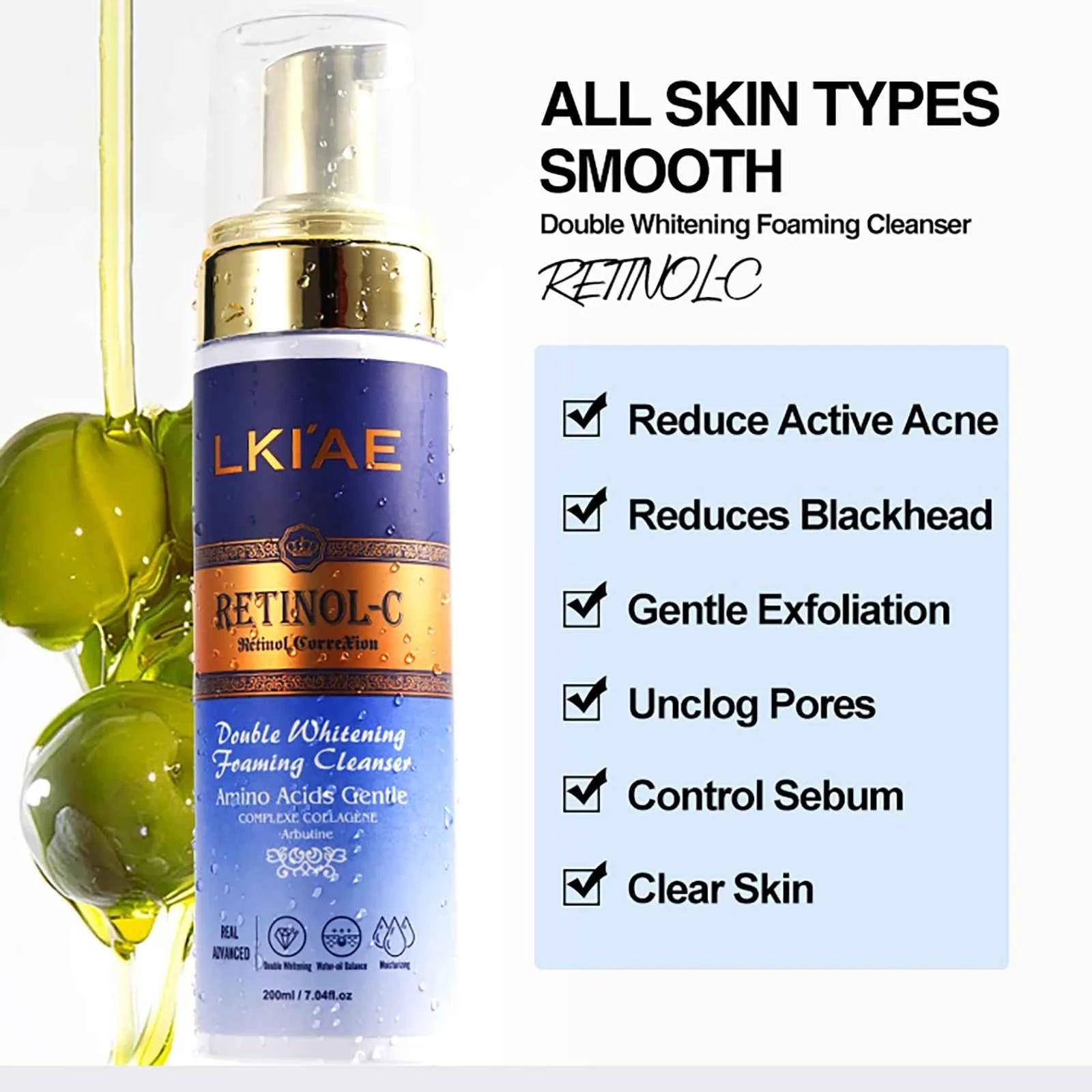 Image of LKIAE Advanced Retinol Double Whitening Skin Care Set, tief feuchtigkeitsspendend, reinigt die Haut, reduziert Falten, Flecken und dunkle Flecken