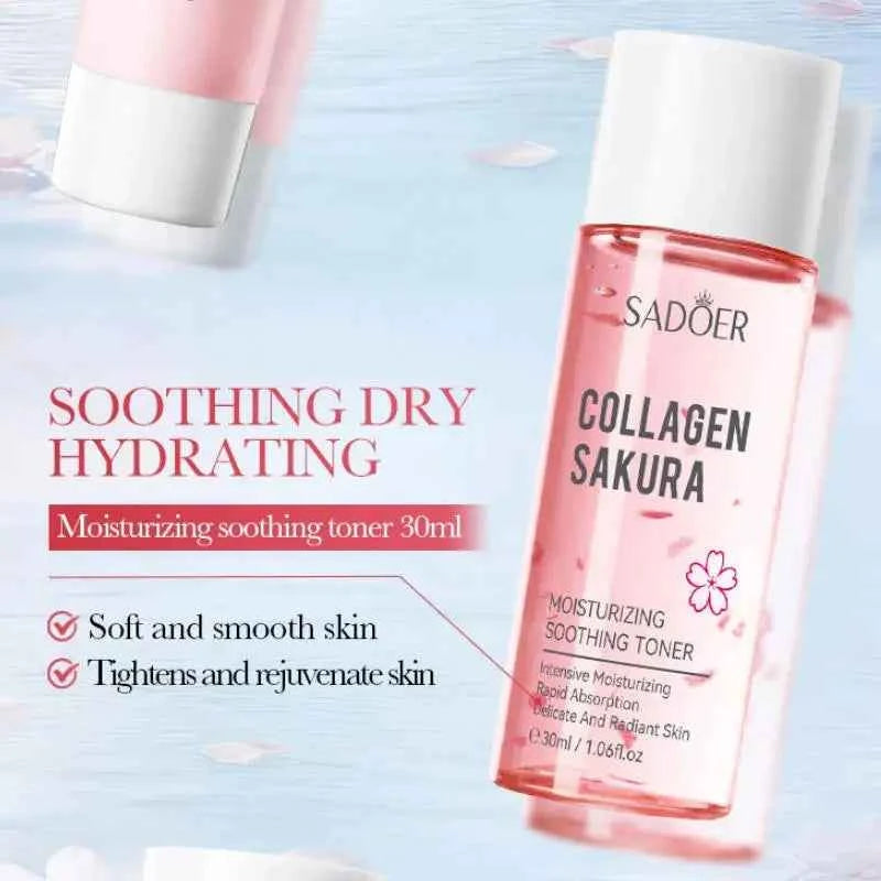 Image of Koreanische Sakura Hautpflege-Sets Feuchtigkeitsspendende Nährende Gesichtscreme Serum Toner Lotion Augencreme Gesichtspflege Geschenkbox-Set