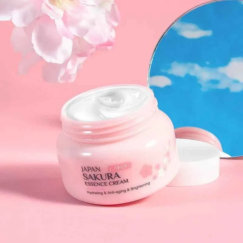 Image of LAIKOU 60g Japan Sakura Essenz Creme Kirschblüte Gesichts Creme Feuchtigkeits Anti Falten Anti Aging Erhellen Haut Hautpflege
