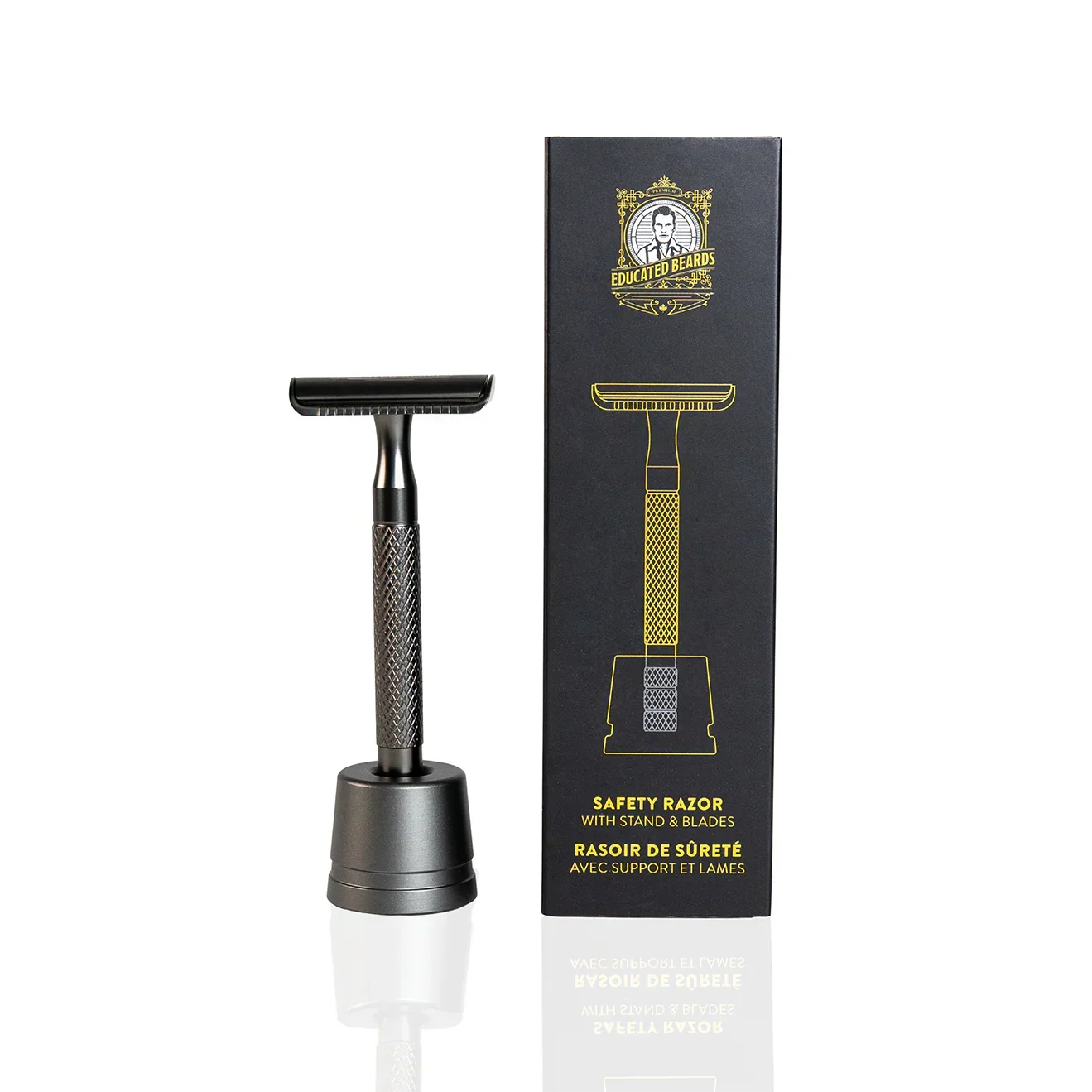Image of Educated Beards Safety Razor with Stand & 10 Blades-0