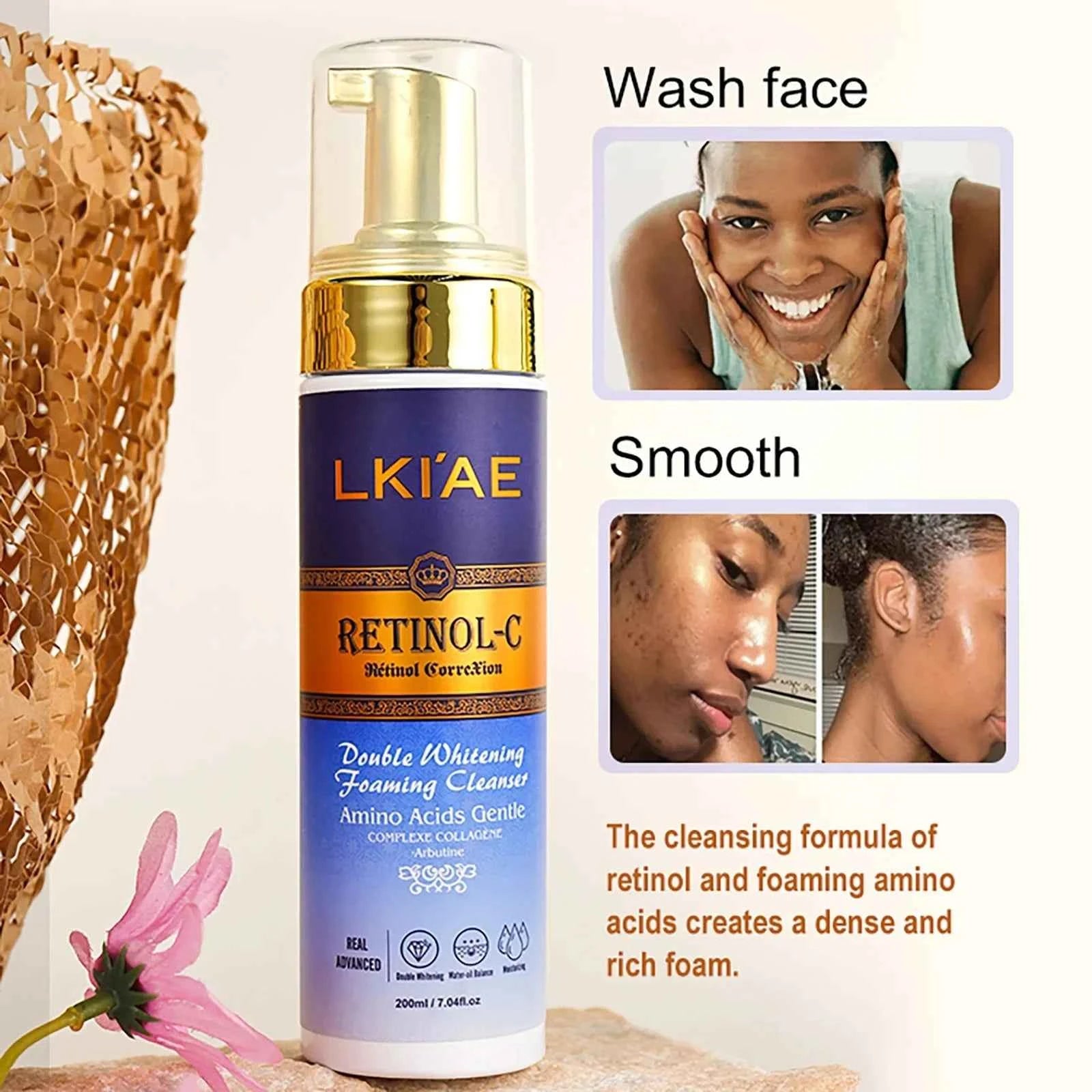 Image of LKIAE Advanced Retinol Double Whitening Skin Care Set, tief feuchtigkeitsspendend, reinigt die Haut, reduziert Falten, Flecken und dunkle Flecken