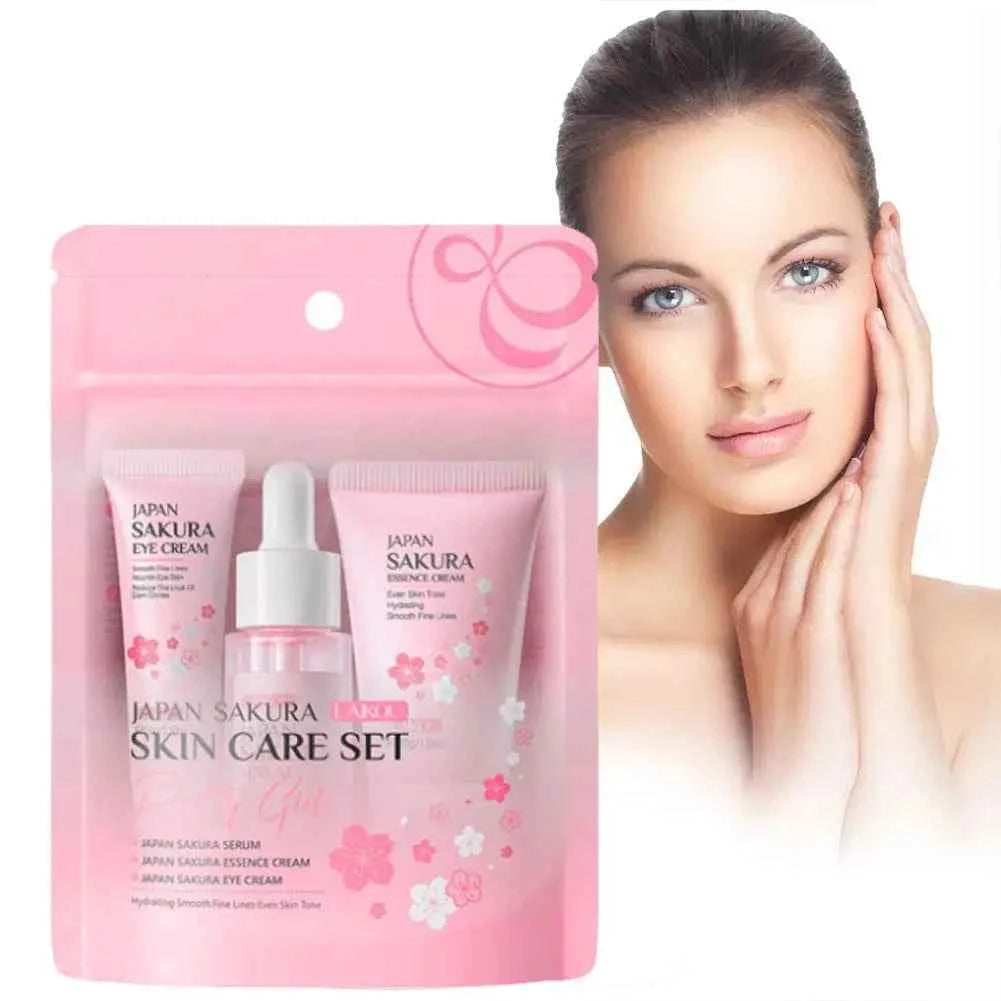 Image of Sakura Hautpflege-Sets & Kits mit Reinigungs mittel, Serum, Augen creme, Essenz creme Schönheits produkte für Frauen Geschenks ets Routine-Reiseset