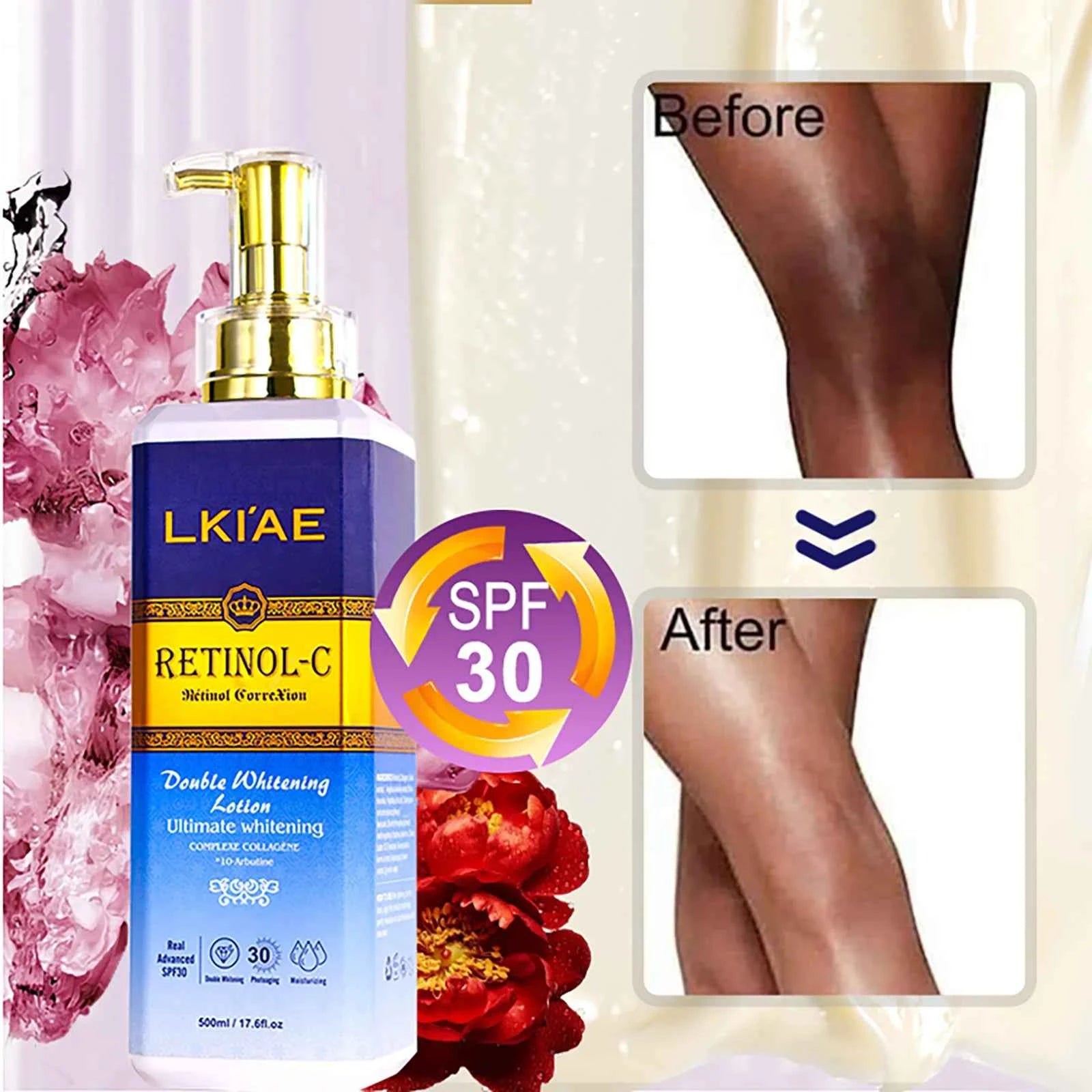 Image of LKIAE Advanced Retinol Double Whitening Skin Care Set, tief feuchtigkeitsspendend, reinigt die Haut, reduziert Falten, Flecken und dunkle Flecken