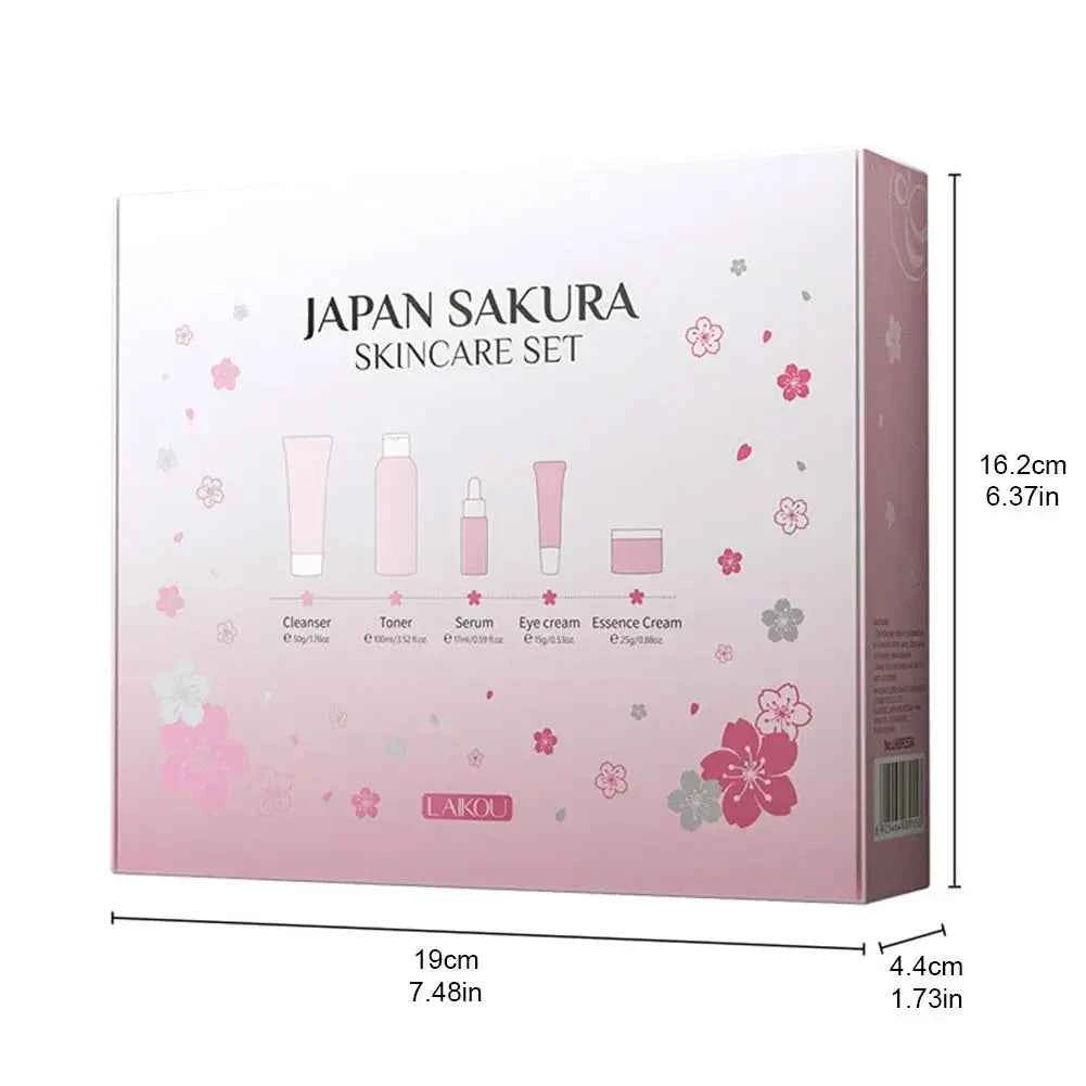 Image of 5/3 teile/satz Sakura Hautpflege Sets Gesicht Creme Serum Toner Gesichts Reiniger Sonnencreme Augencreme Geschenk Box Gesicht hautpflege Set Produkt
