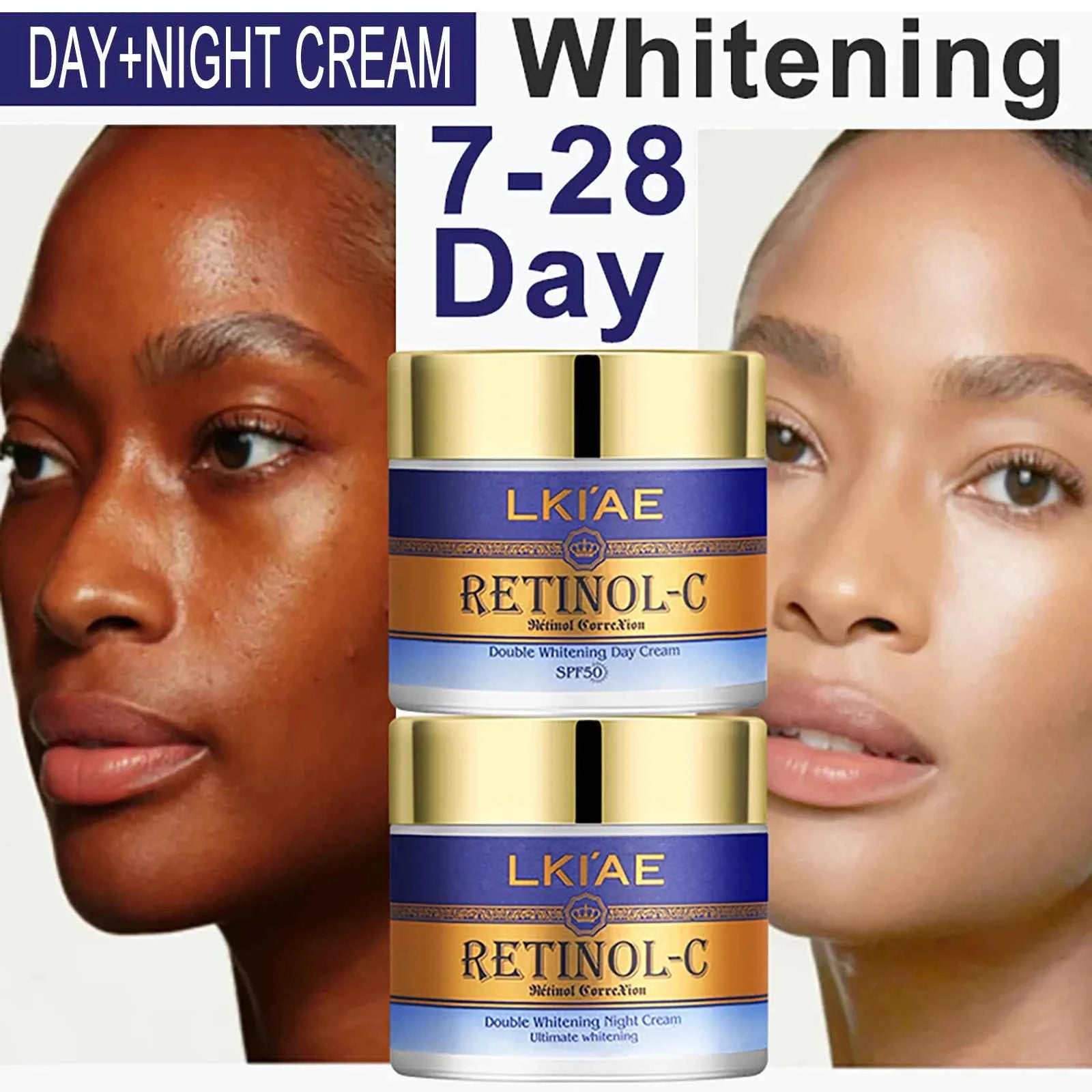 Image of LKIAE Advanced Retinol Double Whitening Skin Care Set, tief feuchtigkeitsspendend, reinigt die Haut, reduziert Falten, Flecken und dunkle Flecken
