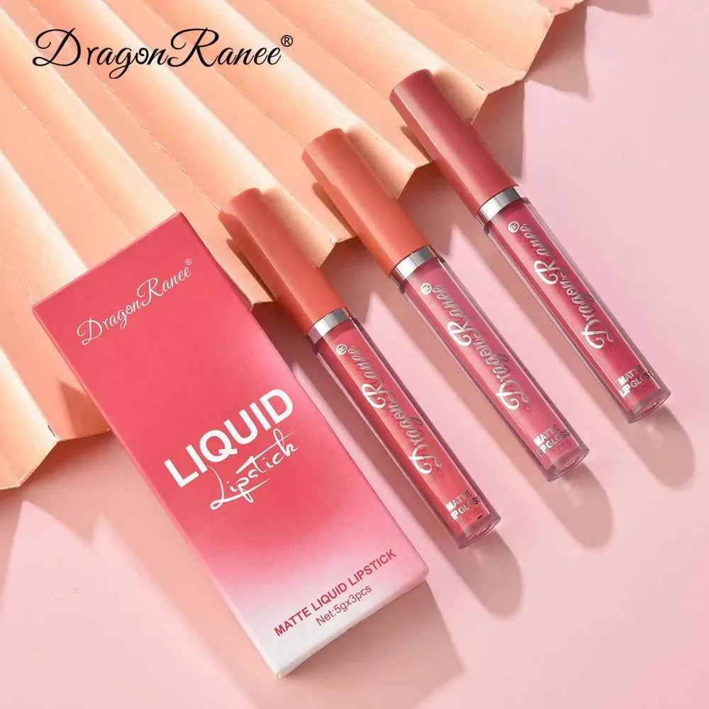 Image of 3 Stück flüssige Lippenstifte Set langlebiges Make-up für Frauen koreanische Schönheits kosmetik matte Lippenstifte wasserdicht langlebig