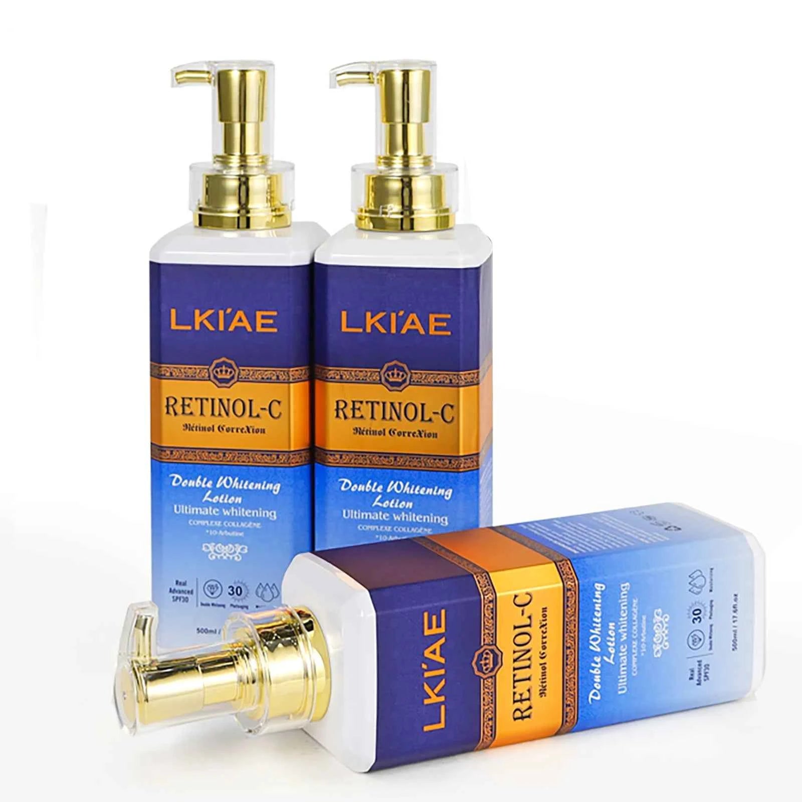 Image of LKIAE Advanced Retinol Double Whitening Skin Care Set, tief feuchtigkeitsspendend, reinigt die Haut, reduziert Falten, Flecken und dunkle Flecken