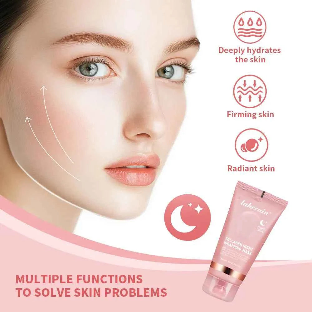 Image of 4 teile/satz Kollagen Gelee Creme Peel-Off Maske Lachs Kollagen essenz Kollagen Über Nacht Gesichtsmaske Verpackung Straffende Feuchtigkeitsspendende