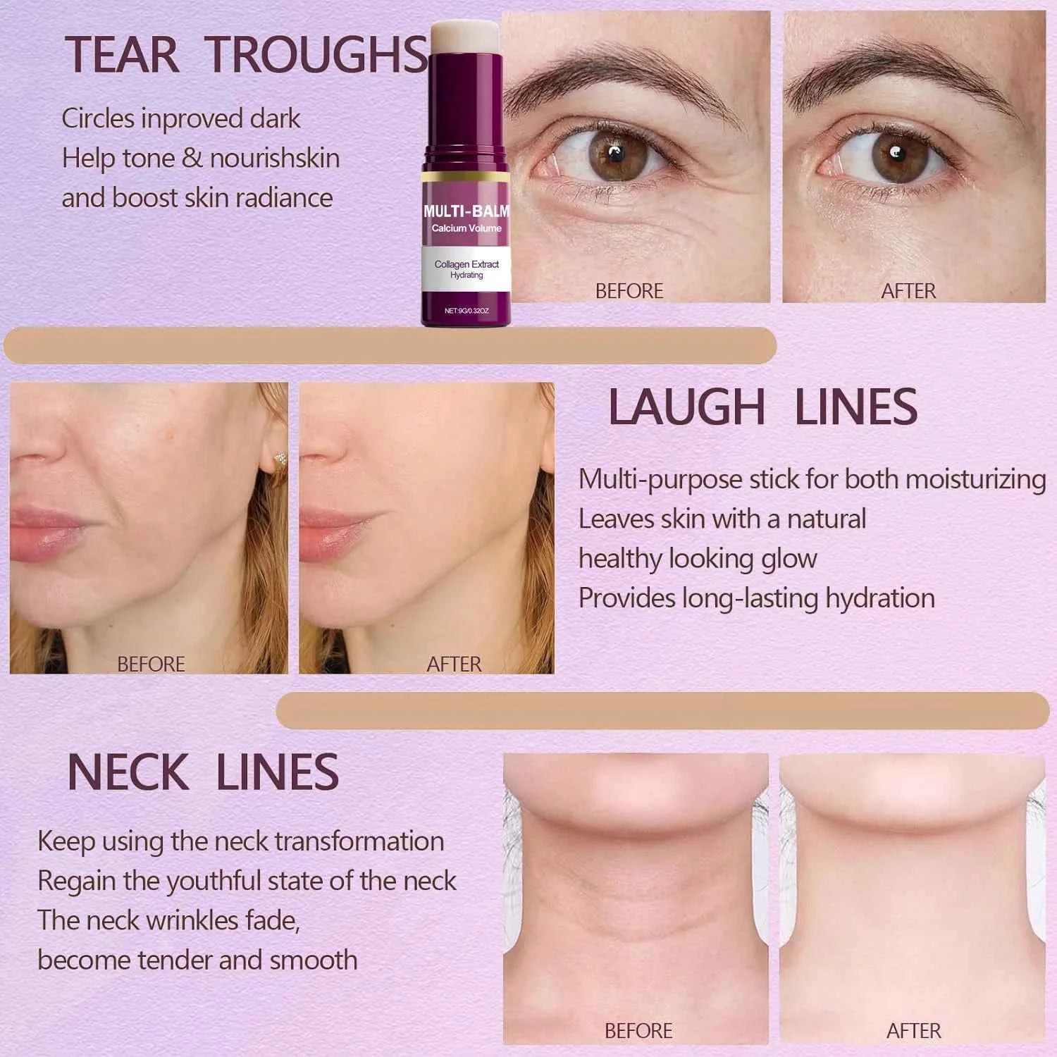 Image of Koreanischer Calcium-Volumen-Multi-Balm-Stick - Feuchtigkeitsspendender & Straffender Stick Anti-Falten-Pflege Kollagen-Angereicherte Vor-Make-up-Feuchtigkeitscreme