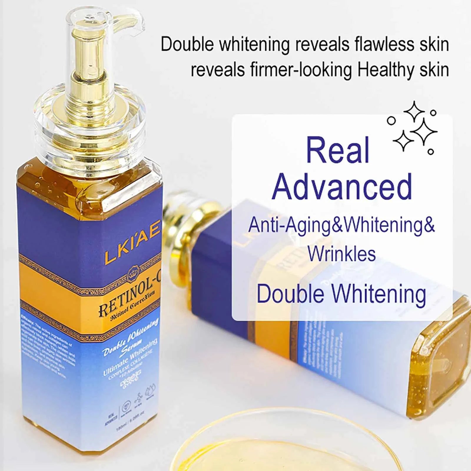Image of LKIAE Advanced Retinol Double Whitening Skin Care Set, tief feuchtigkeitsspendend, reinigt die Haut, reduziert Falten, Flecken und dunkle Flecken