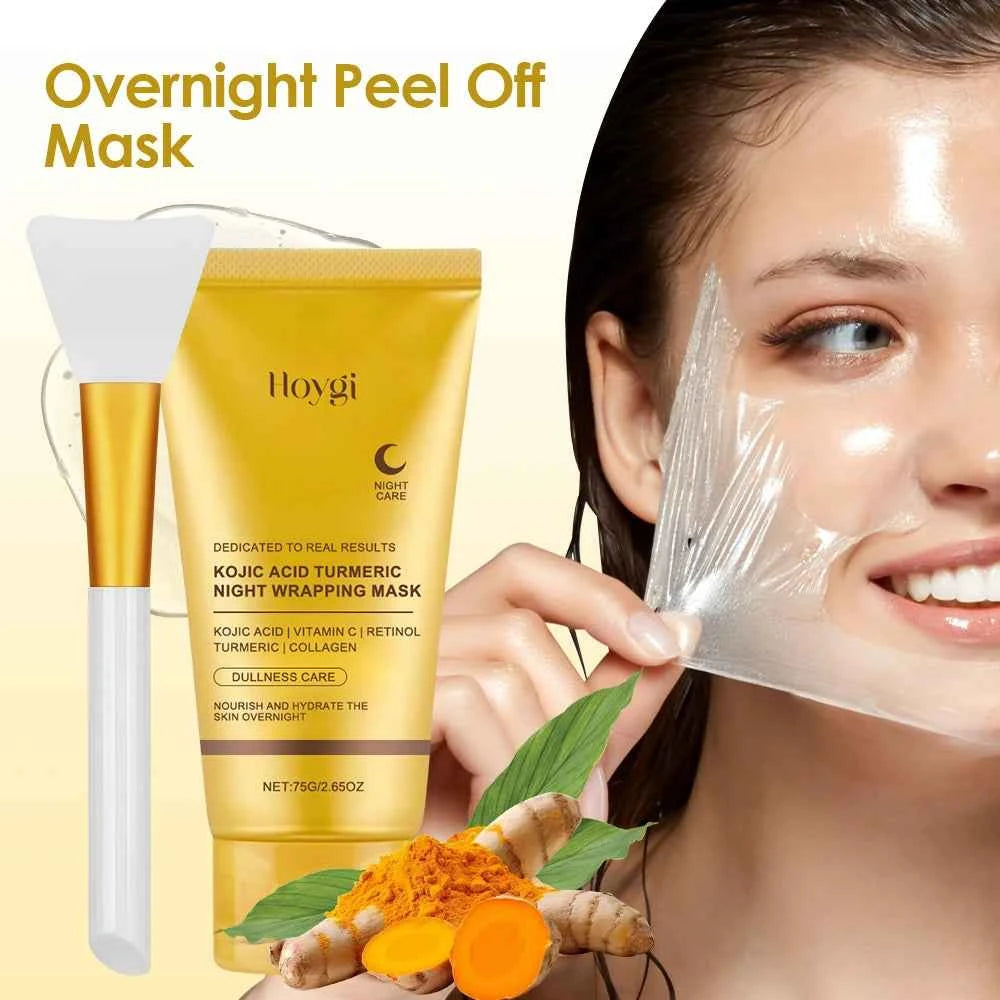 Image of 2 Stück Kollagen-Gesichtsmaske zum Abziehen, Tiefenreinigung, Poren, Ölkontrolle, Kurkuma, Verpackung, Nacht-Gesichtsmaske