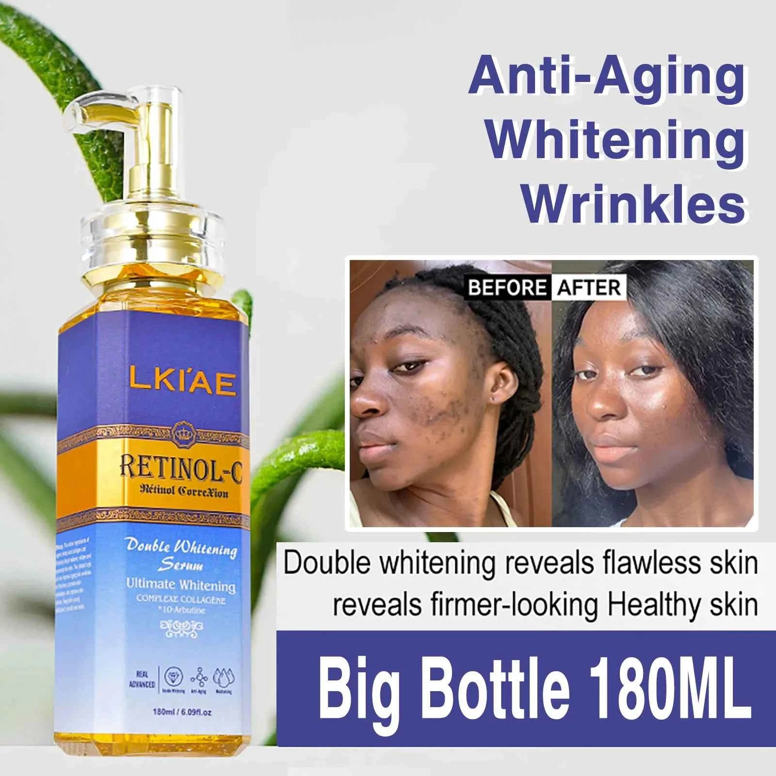 Image of LKIAE Advanced Retinol Double Whitening Skin Care Set, tief feuchtigkeitsspendend, reinigt die Haut, reduziert Falten, Flecken und dunkle Flecken