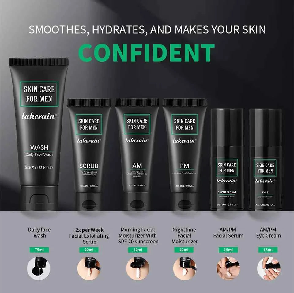Image of Hautpflegeset für Männer – 3-in-1-Set mit Gesichtswäsche, Feuchtigkeitscreme und Augencreme, täglicher Anti-Aging- und Ölkontroll-Gesichtsbehandlung