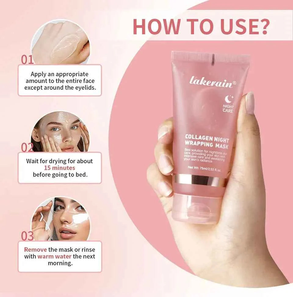 Image of Hydrolysierte Kollagen-Übernachtungsverpackung, abziehbare Gesichtsmaske, Anti-Falten, verkleinert die Poren, Aufhellung für fettige/stumpfe Haut