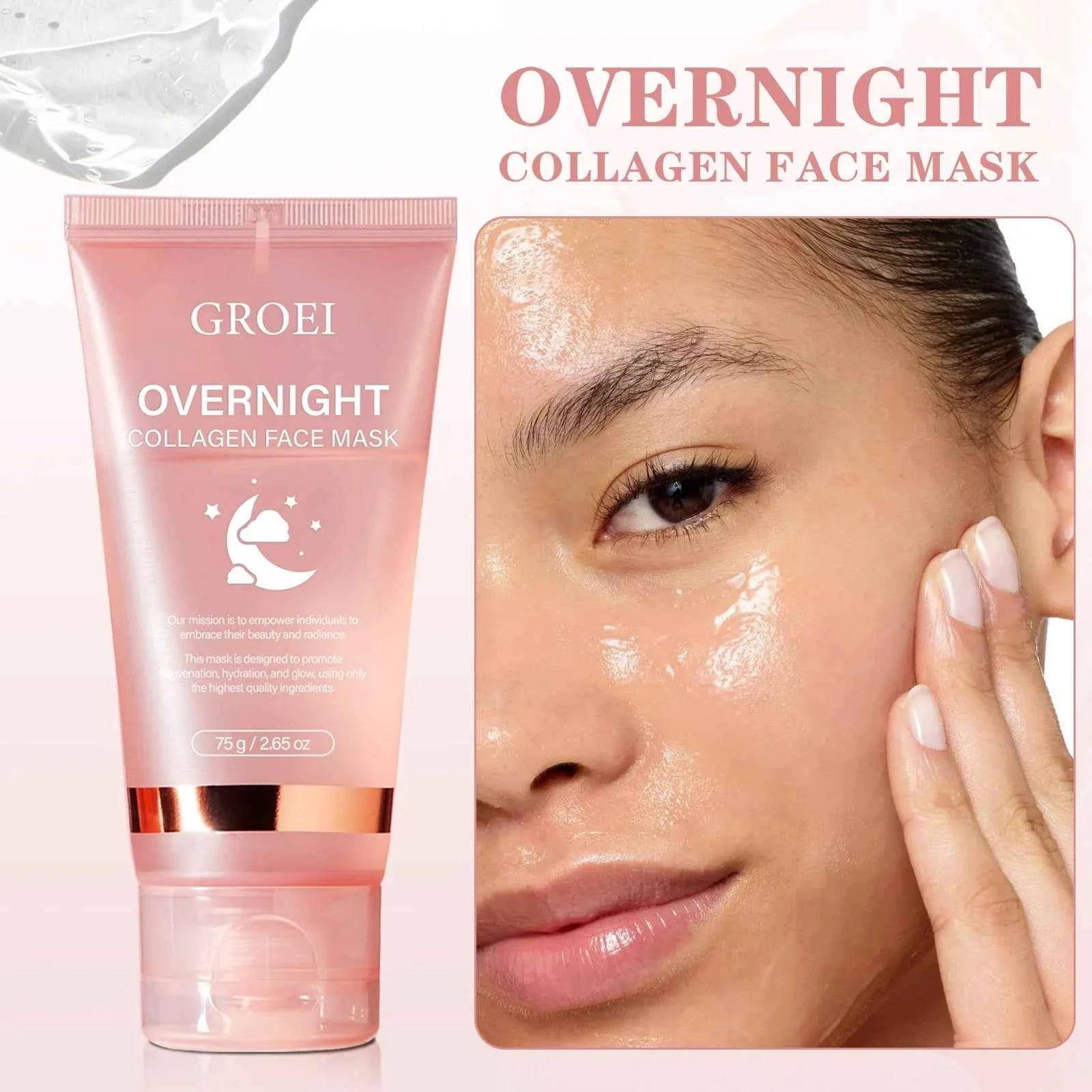 Image of Koreanische Tiefe Kollagen Maske Pack Nacht Wrapping Frau Übernachtung Haut Peel Off Maske Anti Falten Heben Gesichtsmaske Hautpflege